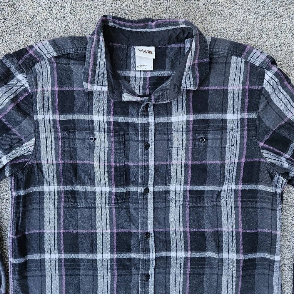 The North Face Arroyo Lightweight Flannel Shirt Black Purple Plaid Men's Large